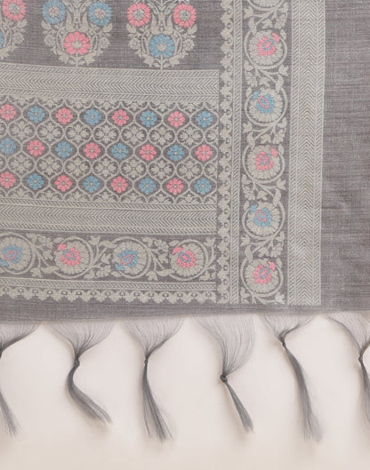 Grey Silk Digital Printed Saree