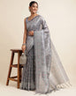 Grey Silk Digital Printed Saree