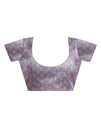 Purple Silk Digital Printed Saree