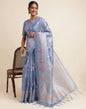 Light Blue Silk Digital Printed Saree