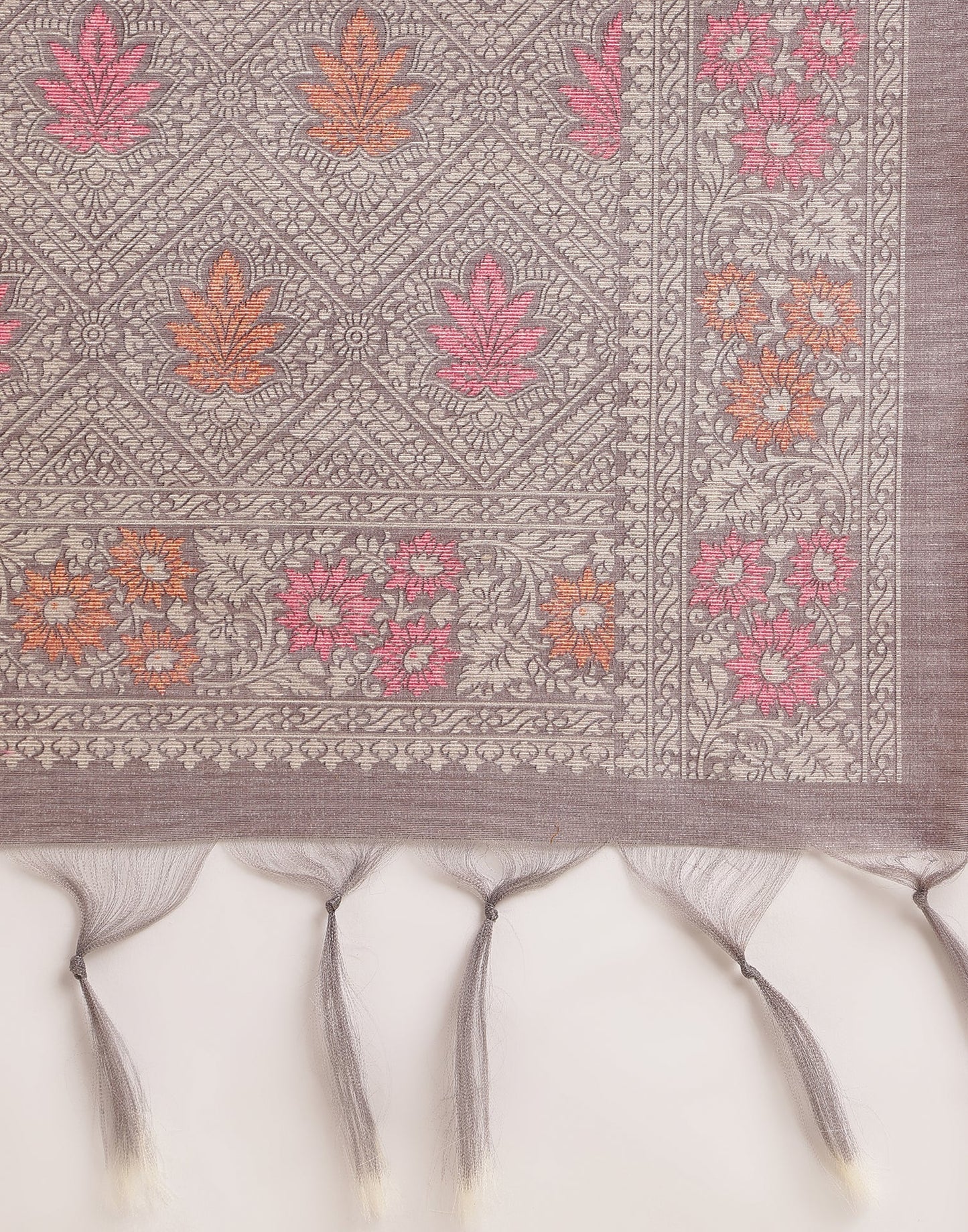 Dark Grey Silk Digital Printed Saree