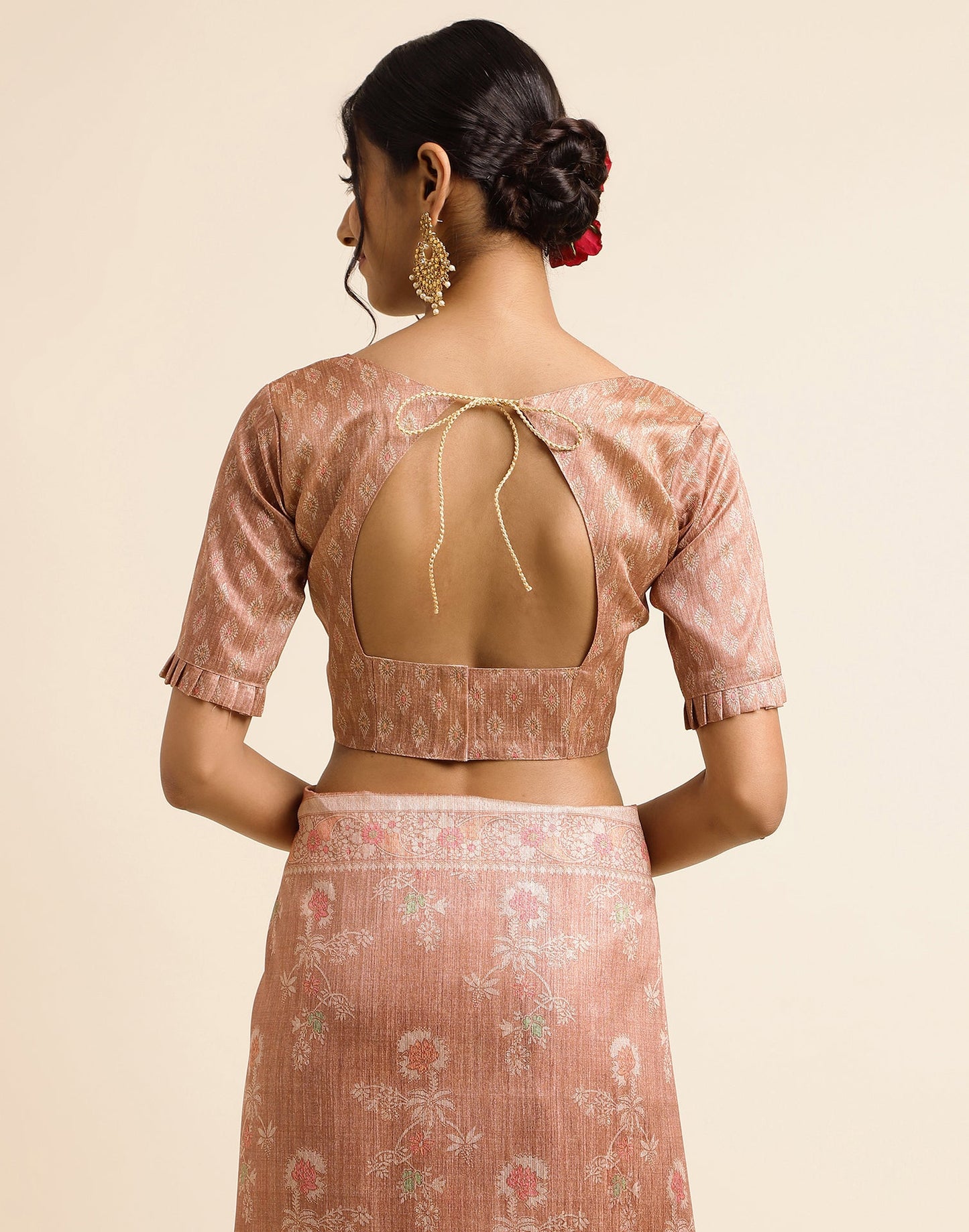 Light Brown Silk Digital Printed Saree