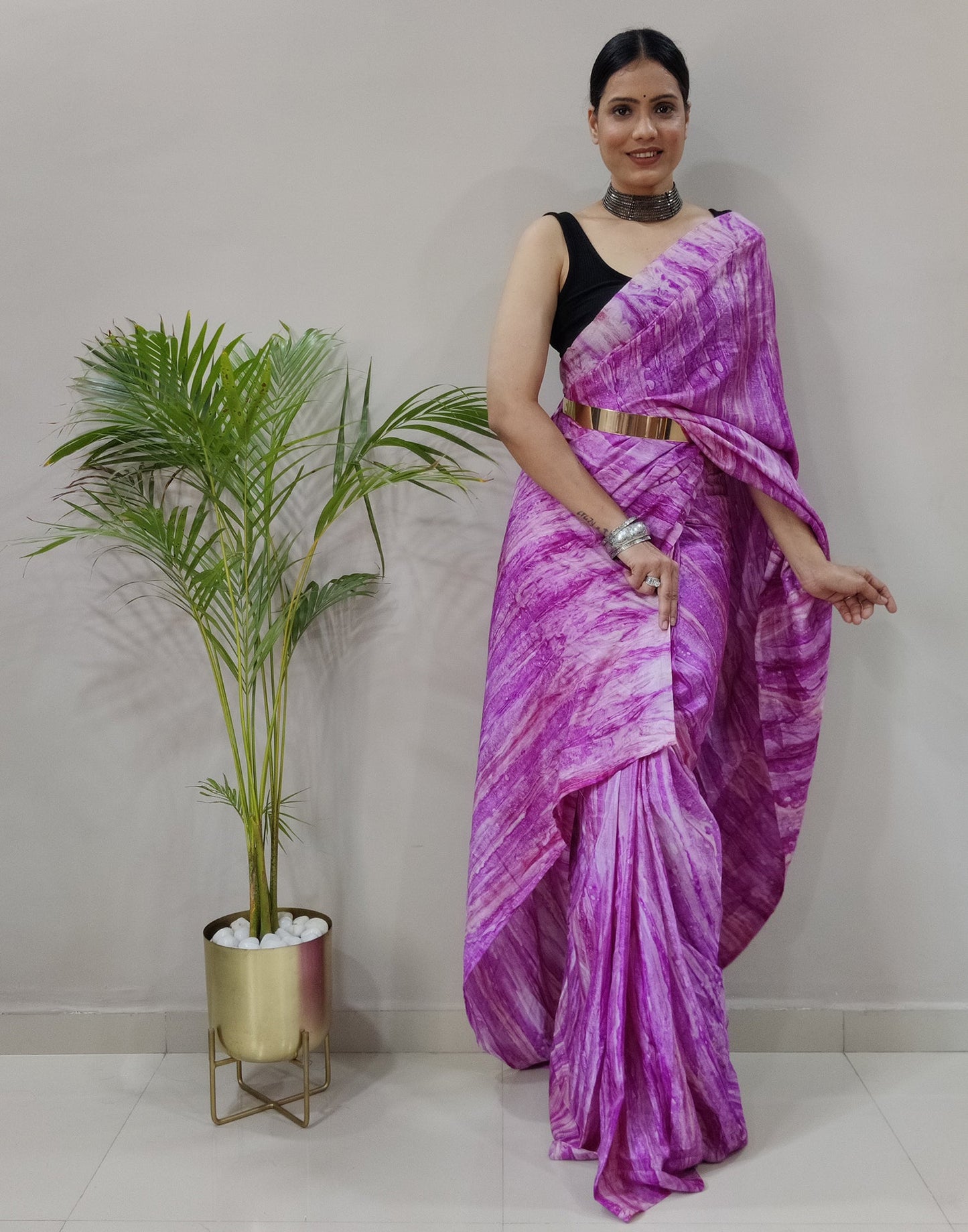 Wine Silk Printed Saree