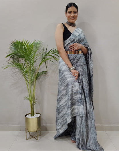 Grey Silk Printed Saree