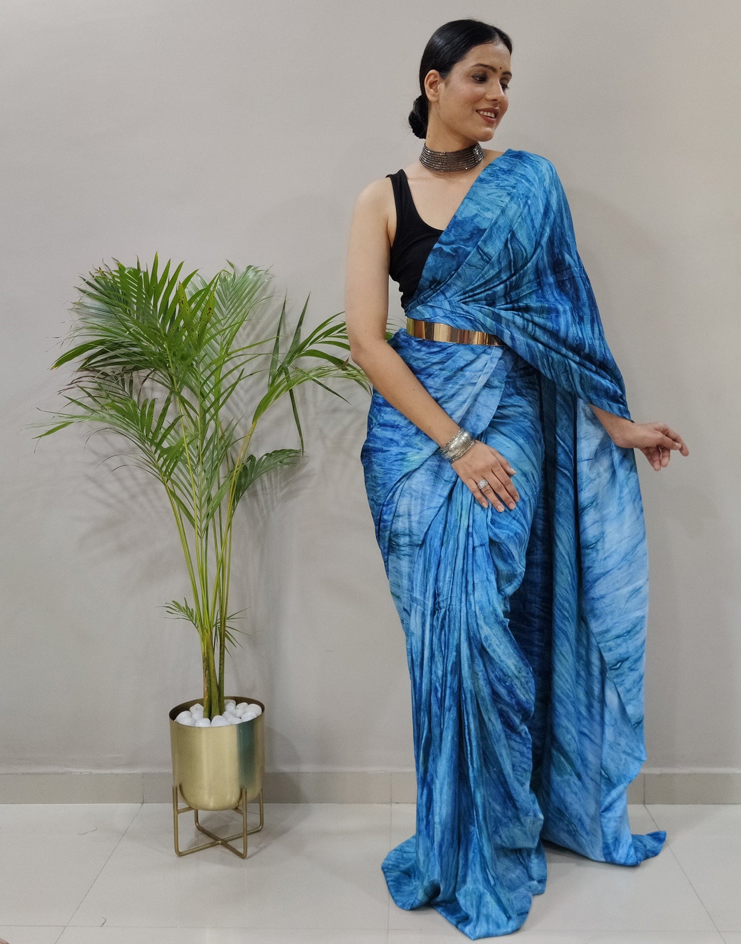 Blue Silk Printed Saree