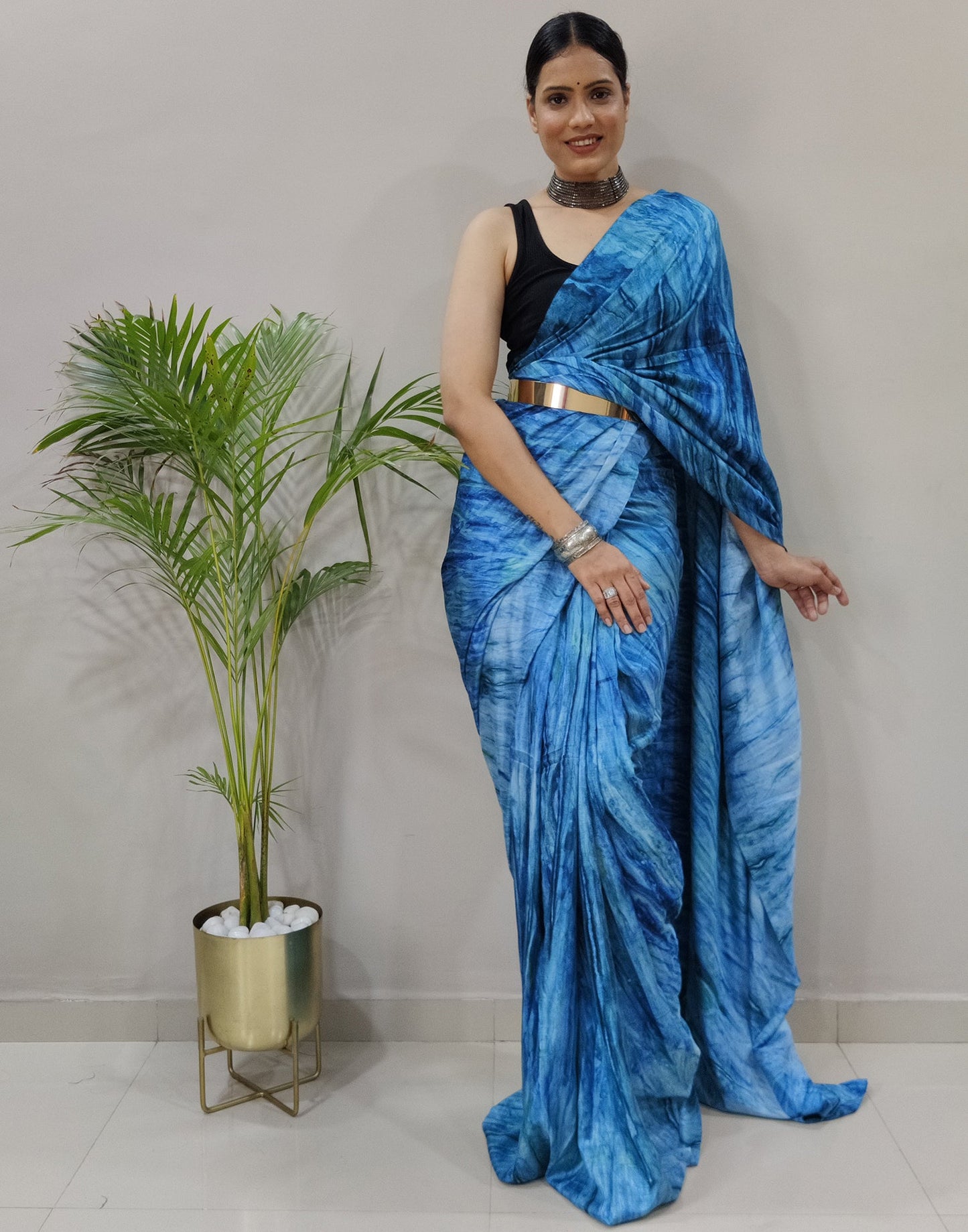 Blue Silk Printed Saree