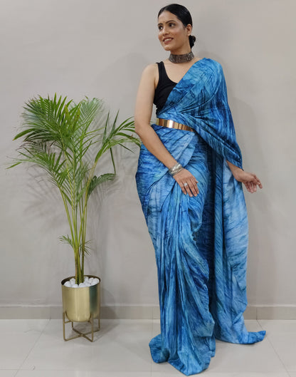 Blue Silk Printed Saree