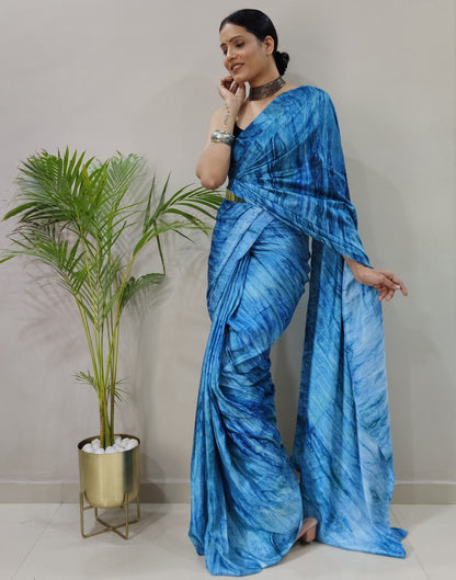Blue Silk Printed Saree
