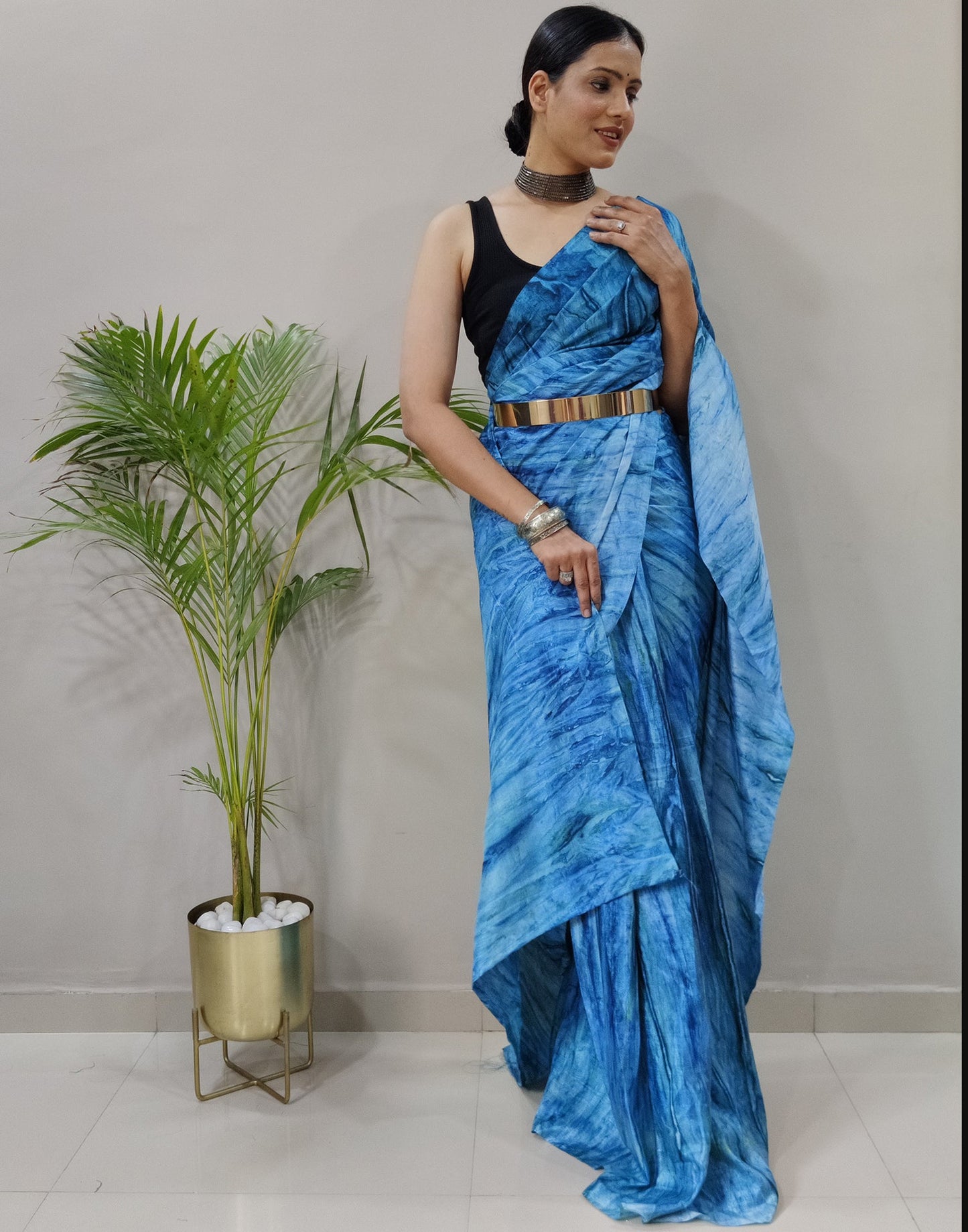 Blue Silk Printed Saree