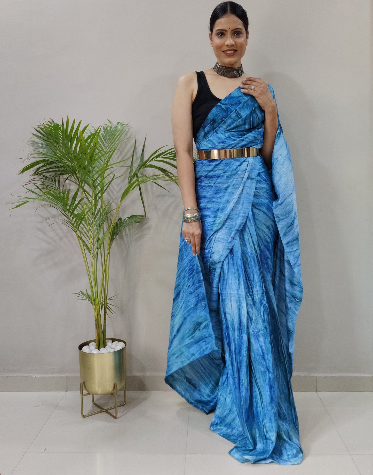 Blue Silk Printed Saree