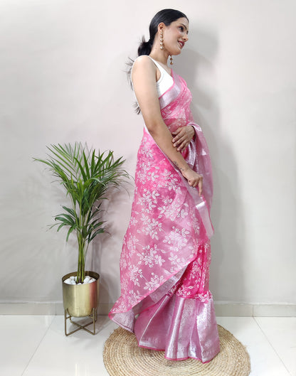 Light Pink Organza Weaving Saree