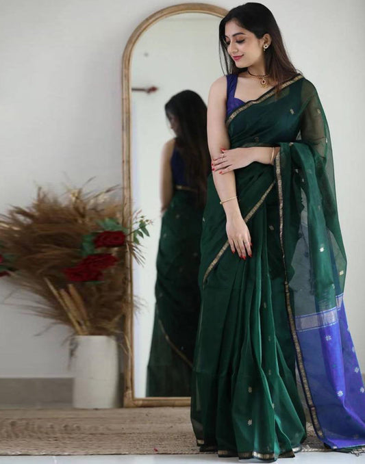 Dark Green Silk Weaving Saree