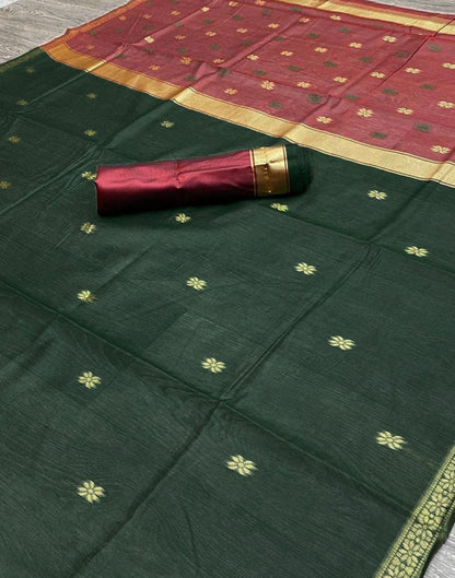 Dark Green Silk Weaving Saree