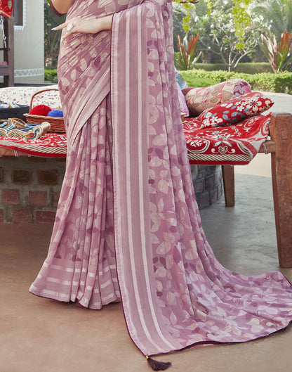 Light Pink Chiffon Printed Saree