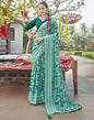 Turquoise Tassel Printed Chiffon Saree | Leemboodi