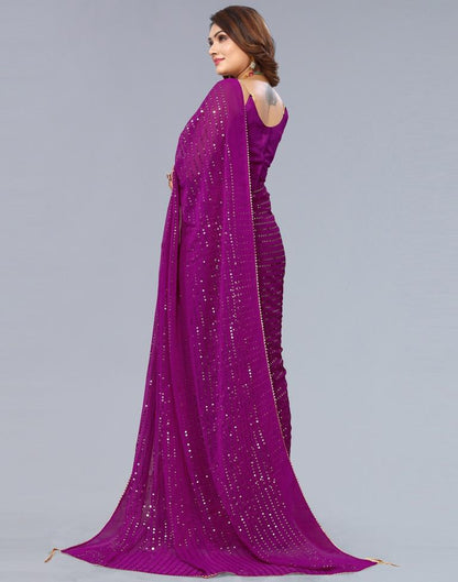 Wine Embroidery Georgette Saree