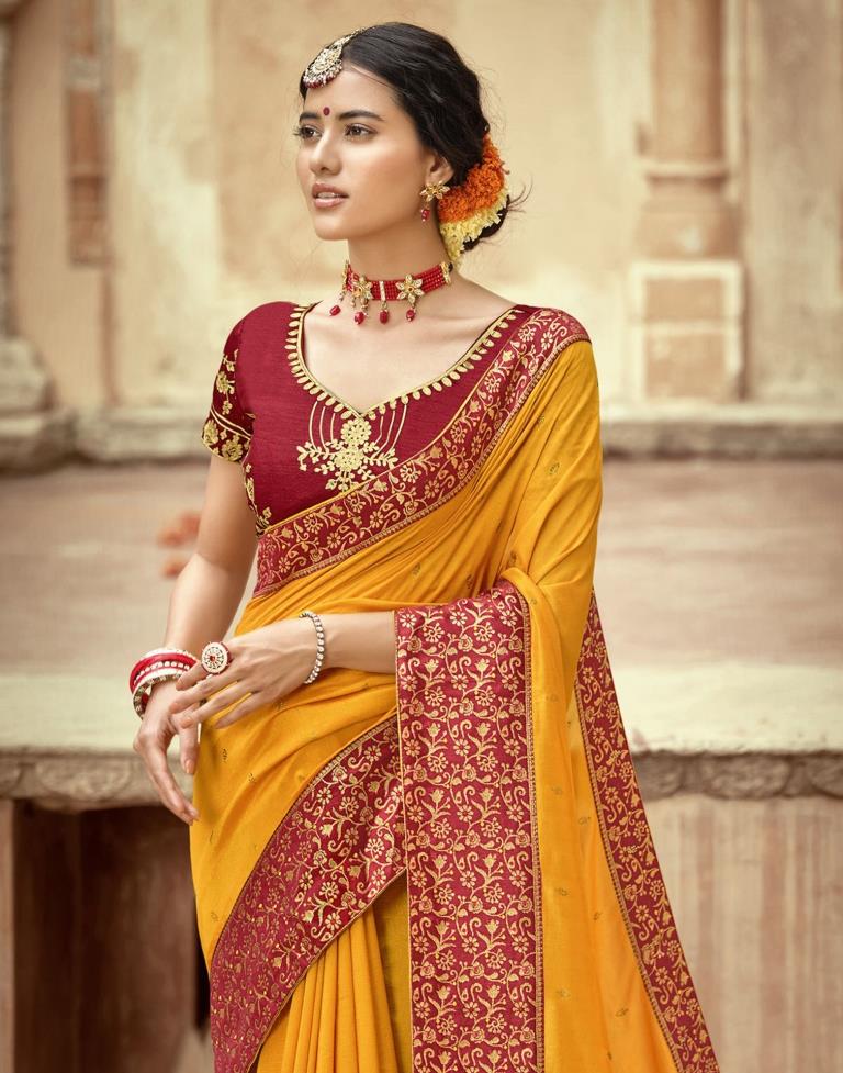 Turmeric Yellow Plain Silk Saree