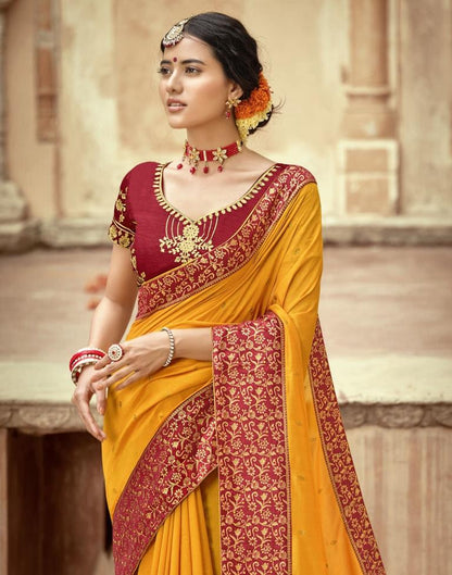 Turmeric Yellow Plain Silk Saree