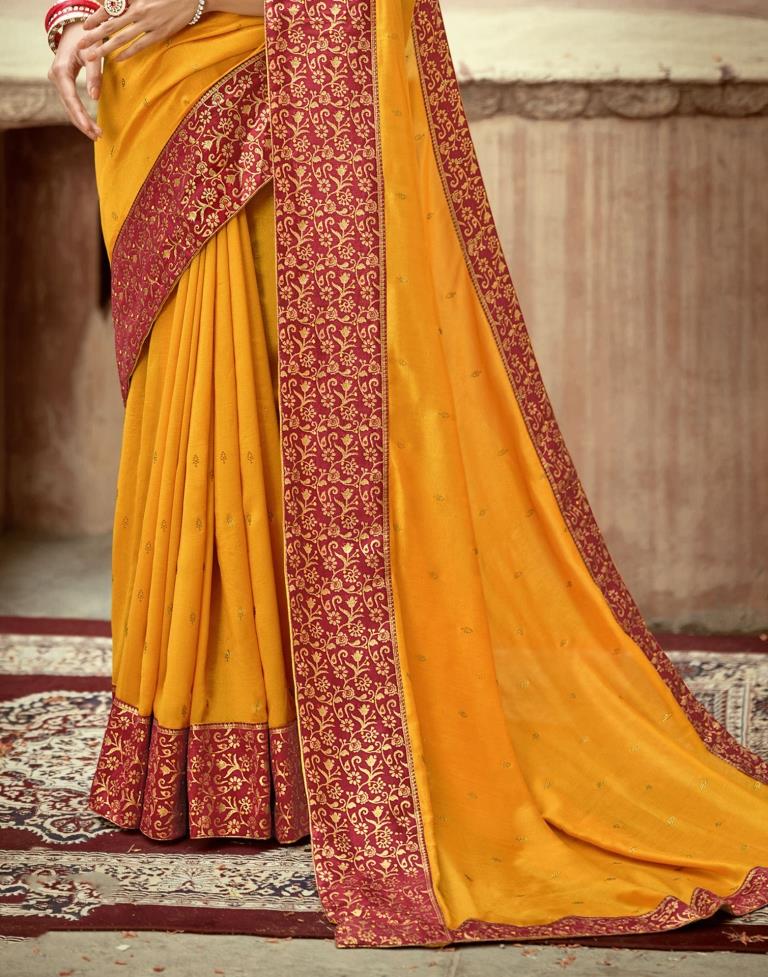 Turmeric Yellow Plain Silk Saree