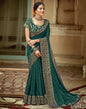 Dark Green Plain Silk Saree