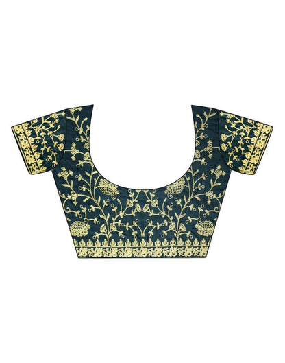 Dark Green Plain Silk Saree