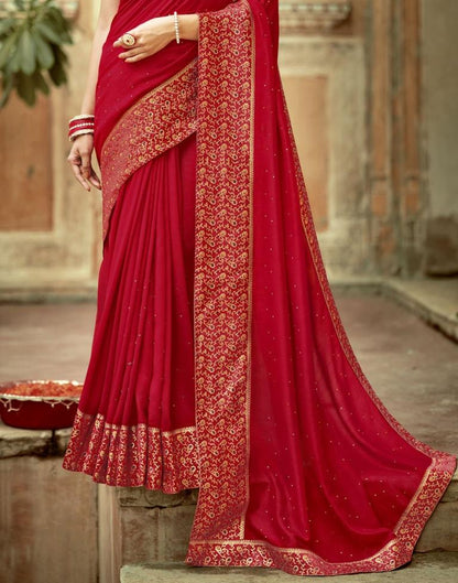 Red Plain Silk Saree