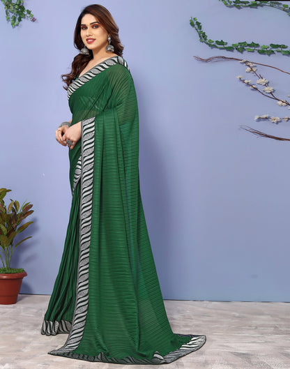 Green Lycra Plain Saree