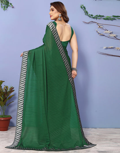 Green Lycra Plain Saree
