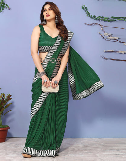 Green Lycra Plain Saree