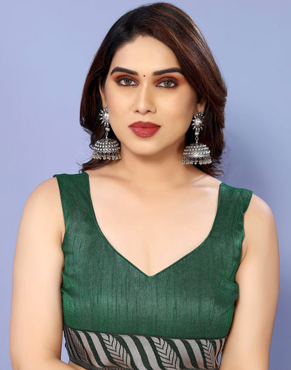 Green Lycra Plain Saree