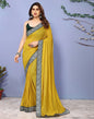 Yellow Lycra Plain Saree