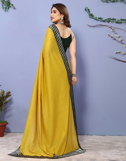 Yellow Lycra Plain Saree