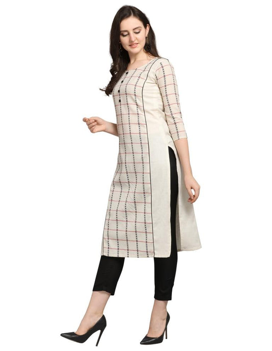 Ivory Beige Woven Khadi Cotton Kurti | Sudathi