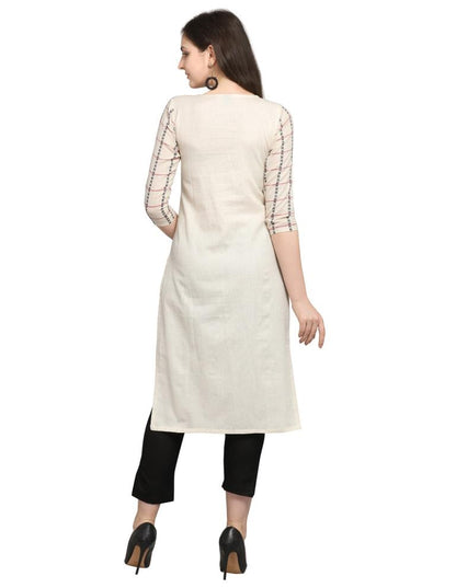 Ivory Beige Woven Khadi Cotton Kurti | Sudathi
