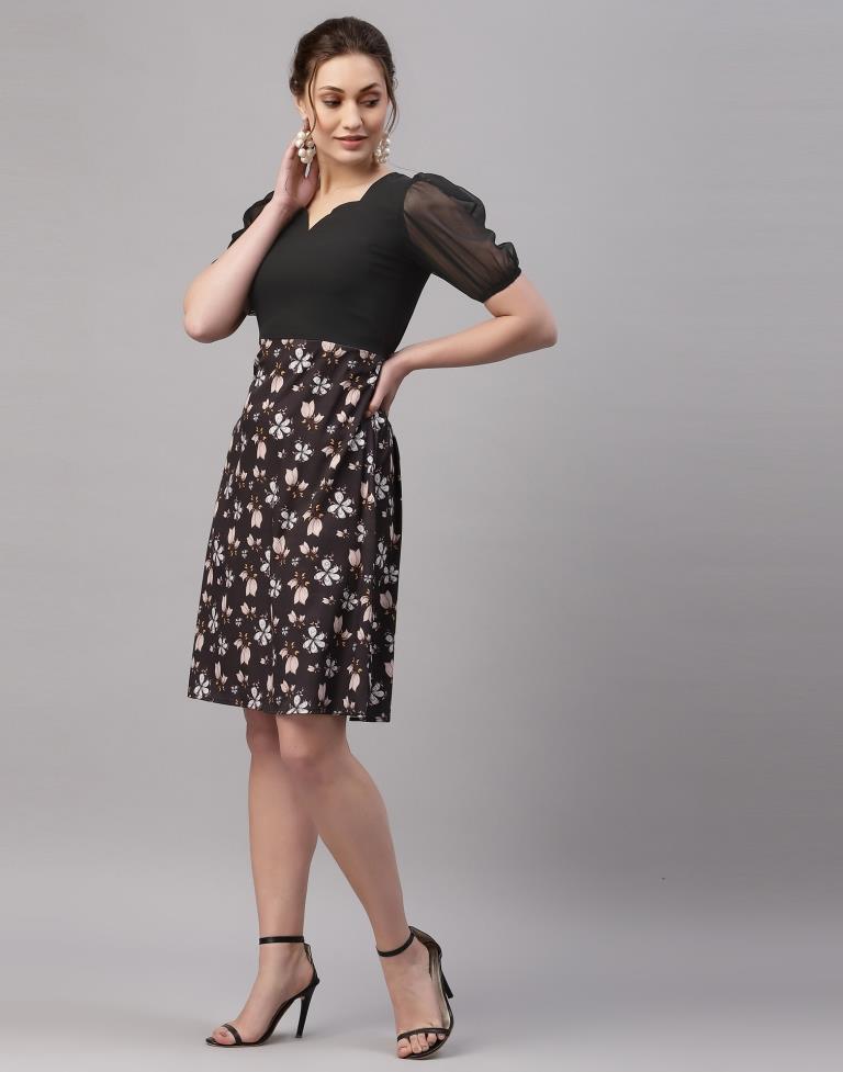 Black Puffed Sleeve Dress | Sudathi