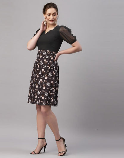 Black Puffed Sleeve Dress | Sudathi