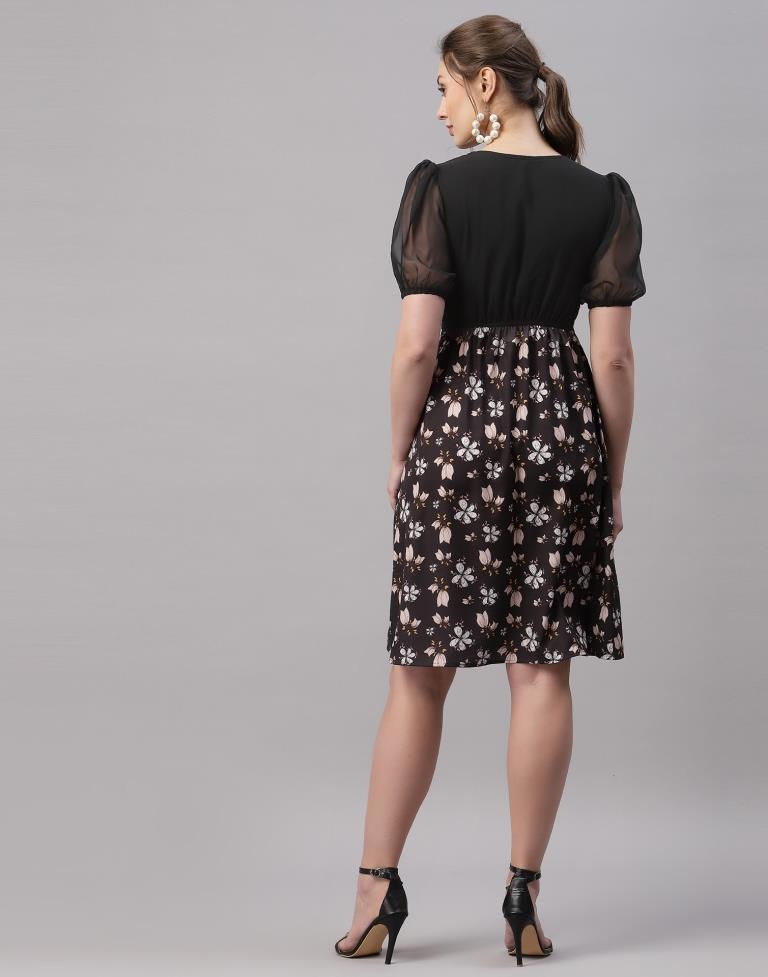 Black Puffed Sleeve Dress | Sudathi