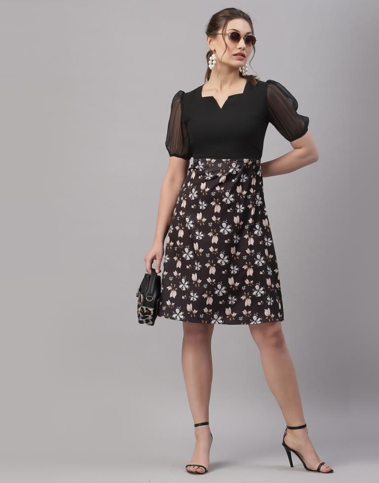 Black Puffed Sleeve Dress | Sudathi