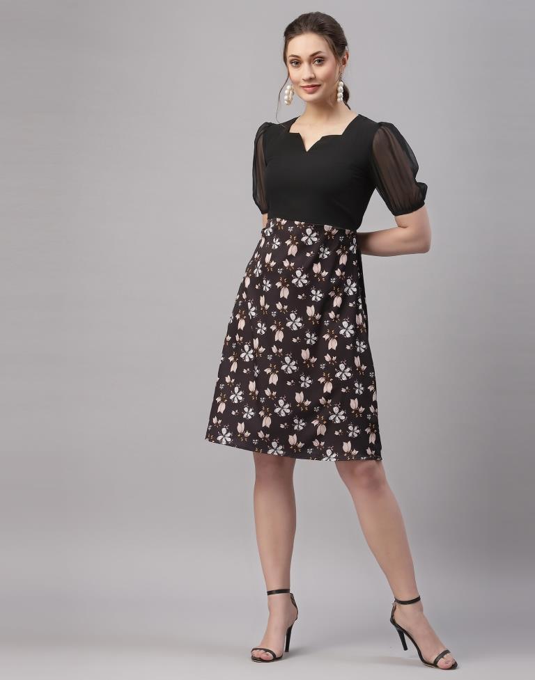 Black Puffed Sleeve Dress | Sudathi