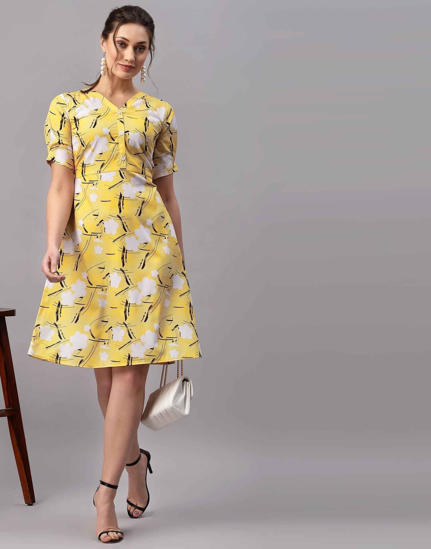 Mustard Printed Dress | Sudathi