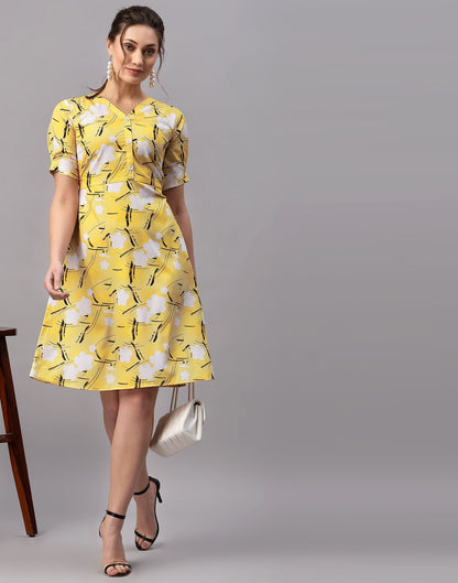 Mustard Printed Dress | Sudathi