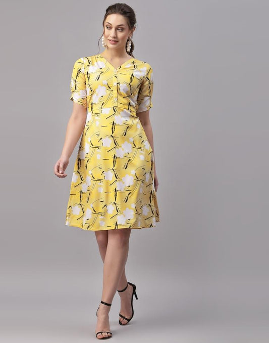 Mustard Printed Dress | Sudathi