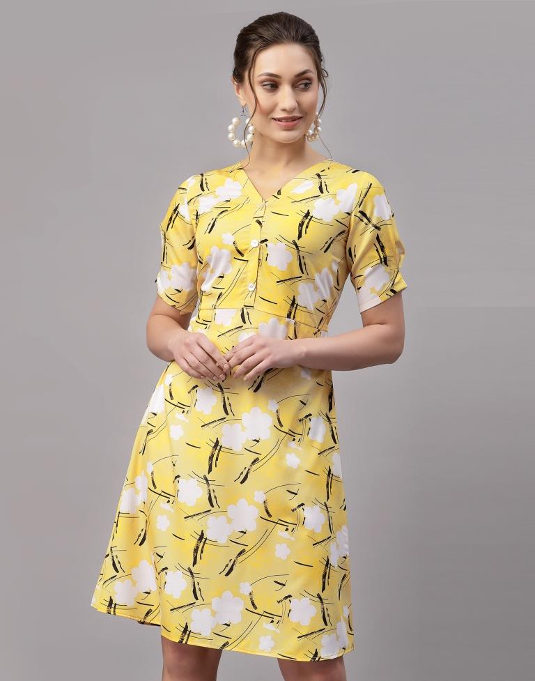 Mustard Printed Dress | Sudathi