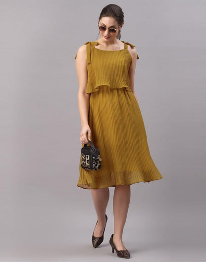 Mustard Yellow Pleated Dress | Sudathi