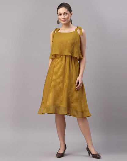 Mustard Yellow Pleated Dress | Sudathi