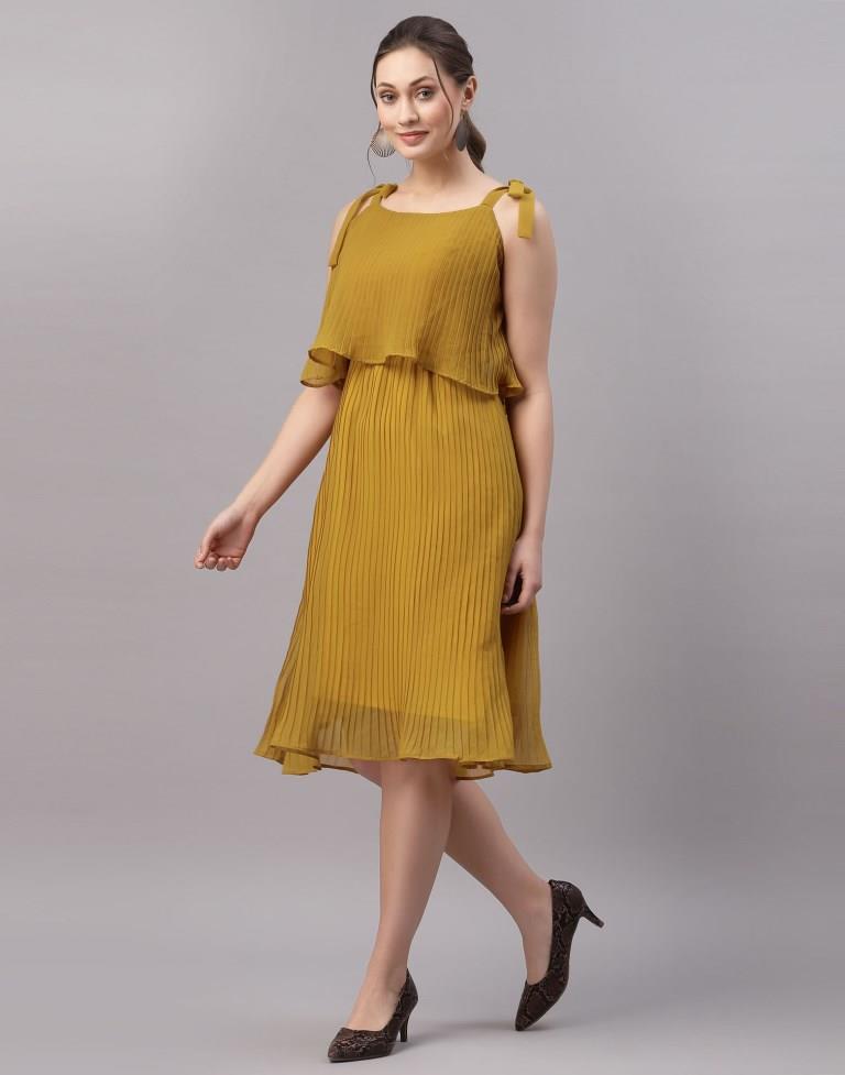 Mustard Yellow Pleated Dress | Sudathi