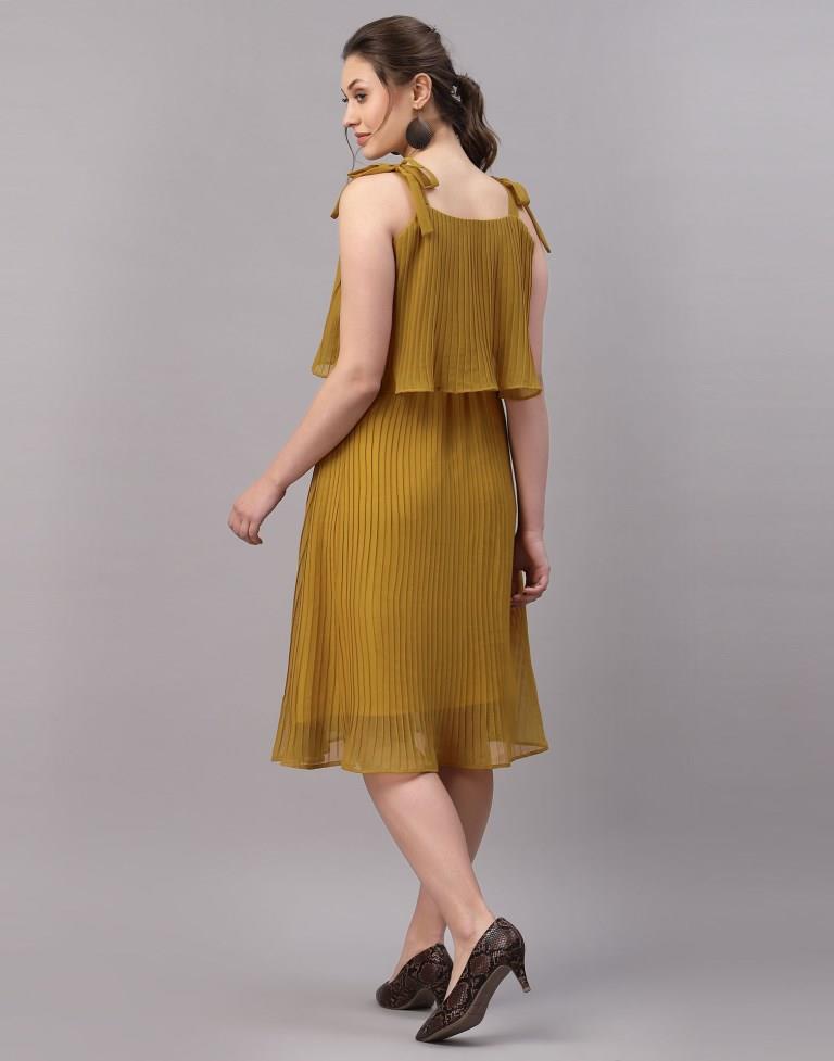 Mustard Yellow Pleated Dress | Sudathi