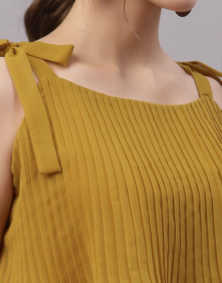 Mustard Yellow Pleated Dress | Sudathi