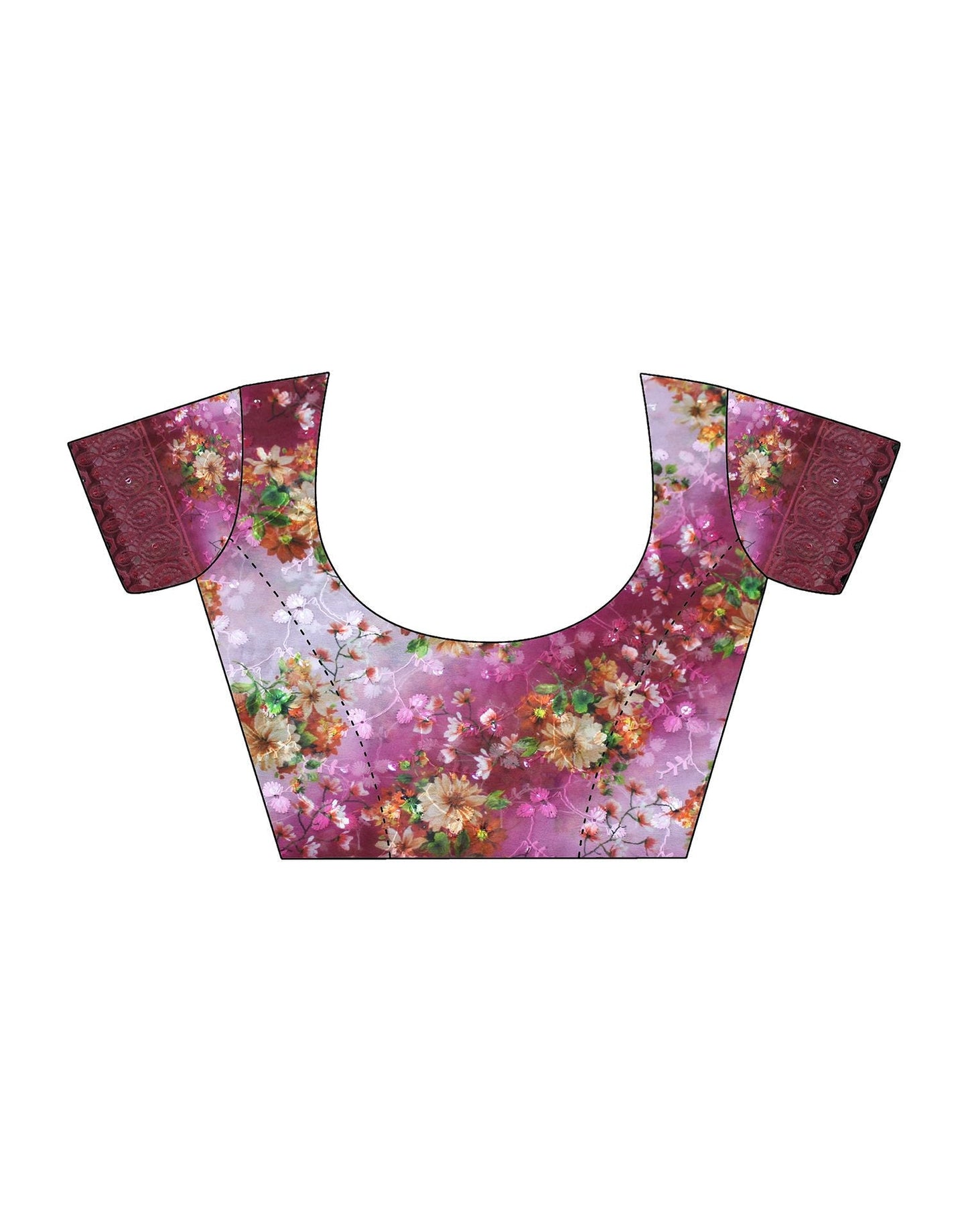 Maroon Zari Stripe Plain Georgette Saree | Leemboodi