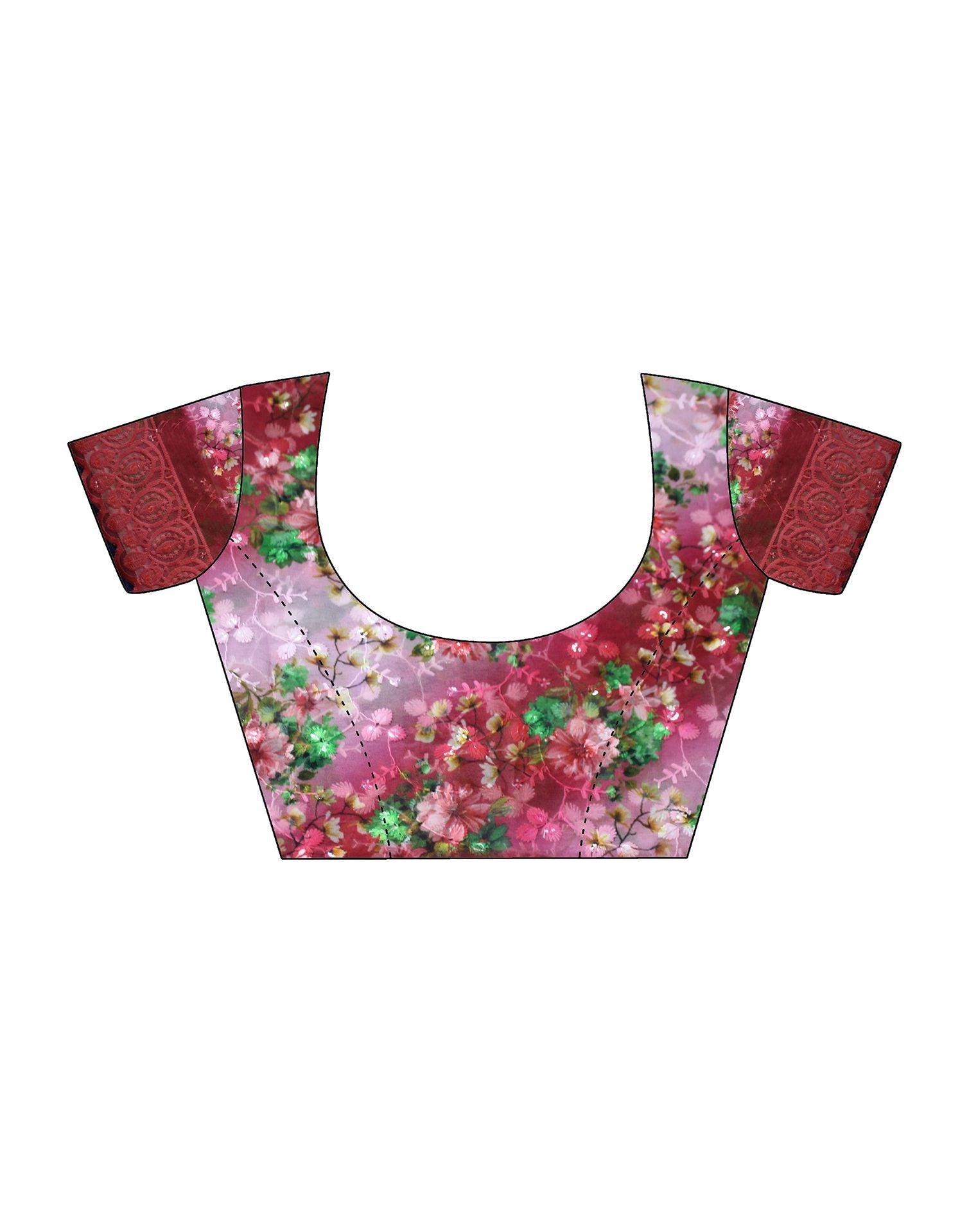 Red Zari Stripe Plain Georgette Saree | Leemboodi